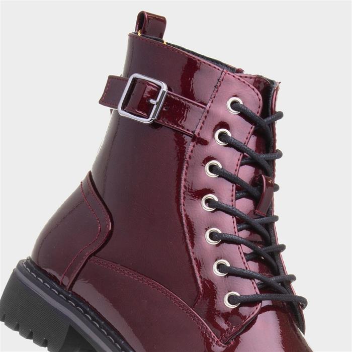Parlour Womens Burgundy Patent Lace Up Boot