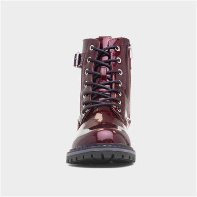 Parlour Womens Burgundy Patent Lace Up Boot