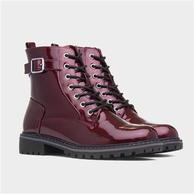 Parlour Womens Burgundy Patent Lace Up Boot