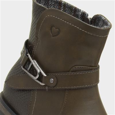 Cicely Womens Green Ankle Boot