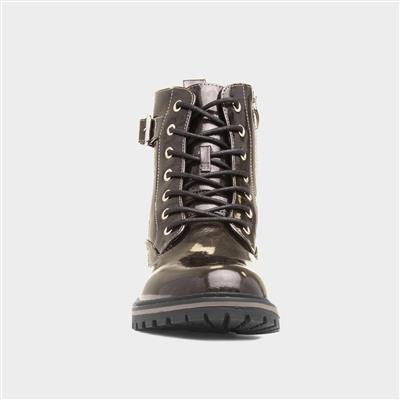 Parlour Womens Metallic Patent Lace Up Boot