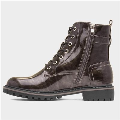 Parlour Womens Metallic Patent Lace Up Boot