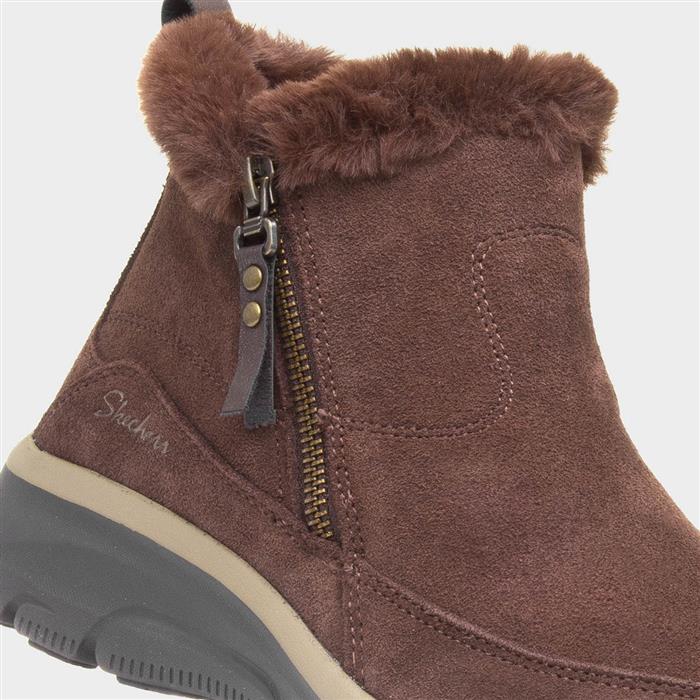 Skechers Easy Going Cool Zip Womens Brown Boot-17132 shoezone