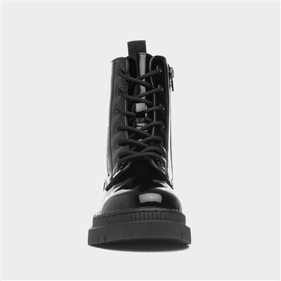 Truffle Katia Womens Black Patent Lace Up Boot