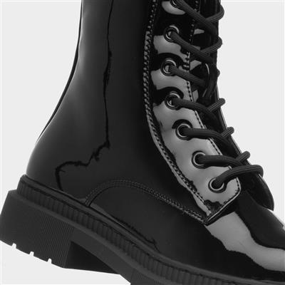 Truffle Katia Womens Black Patent Lace Up Boot