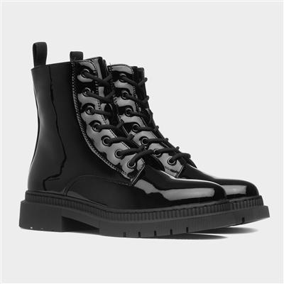 Truffle Katia Womens Black Patent Lace Up Boot