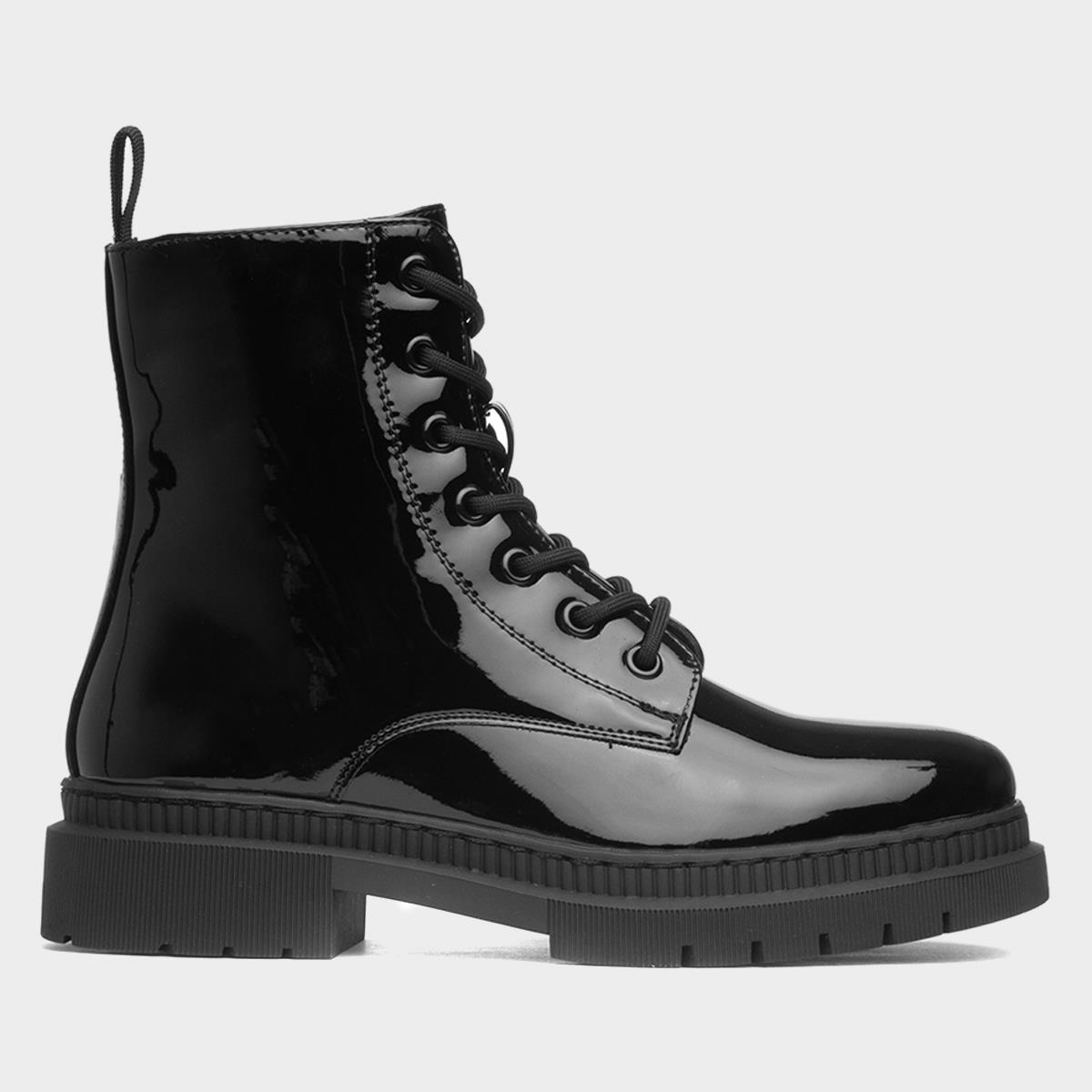 Truffle Katia Womens Black Patent Lace Up Boot