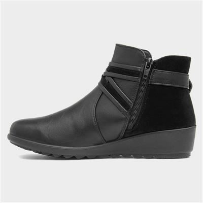 Norma Womens Black Wedge Ankle Boot