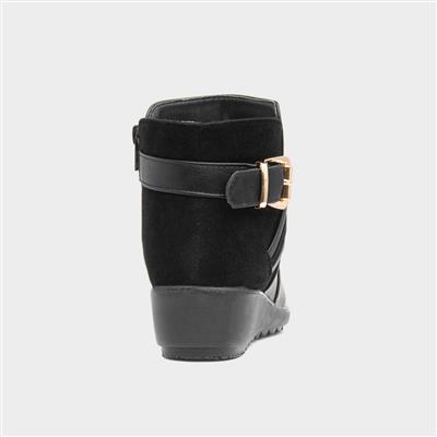 Norma Womens Black Wedge Ankle Boot