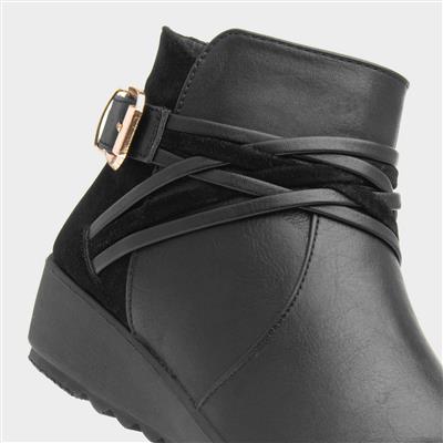 Norma Womens Black Wedge Ankle Boot