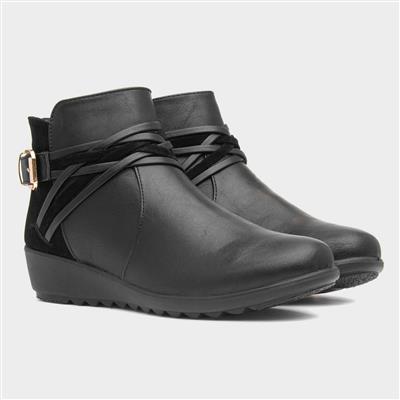 Norma Womens Black Wedge Ankle Boot
