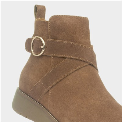 Lyra Tan Brown Leather Ankle Boot