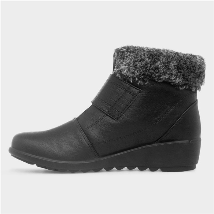 Marlie Womens Black Wedge Ankle Boot