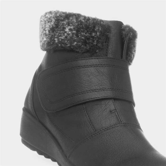 Marlie Womens Black Wedge Ankle Boot