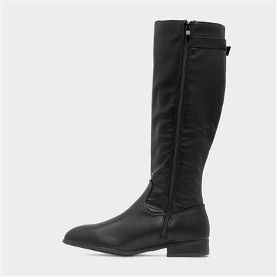 Alina Womens Black Wider Fit Knee High Boot