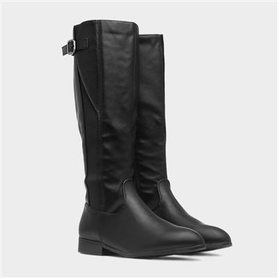 Alina Womens Black Wider Fit Knee High Boot