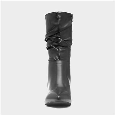 Kat Womens Black Heeled Calf Boot