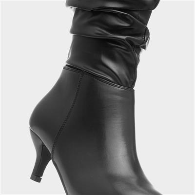 Kat Womens Black Heeled Calf Boot