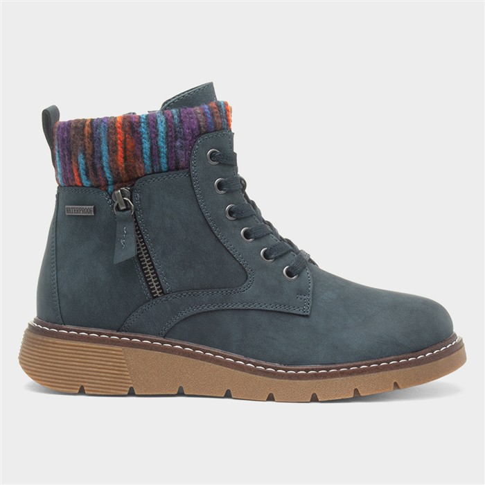 California Womens Navy Wide Fit Boot