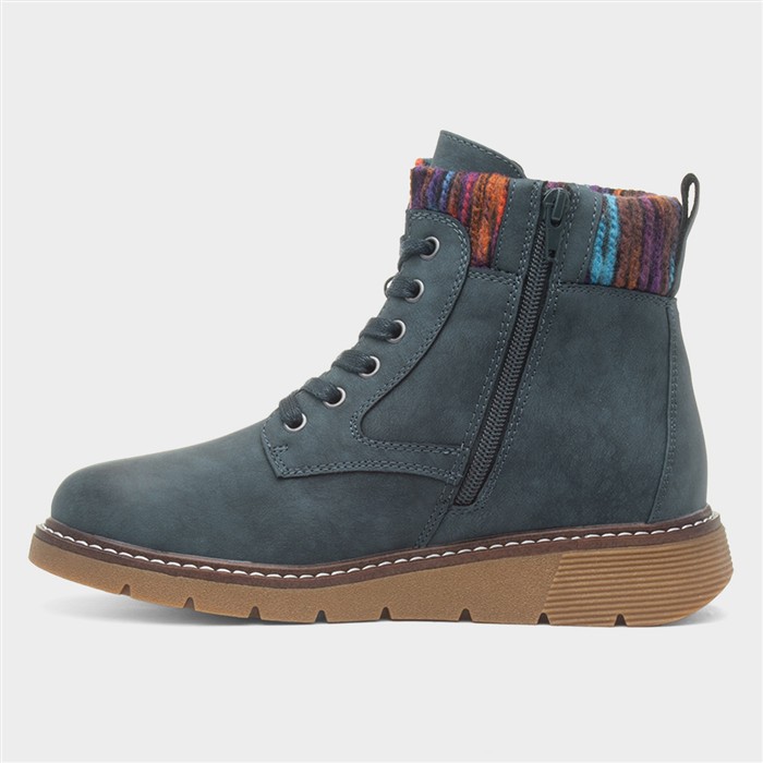 California Womens Navy Wide Fit Boot