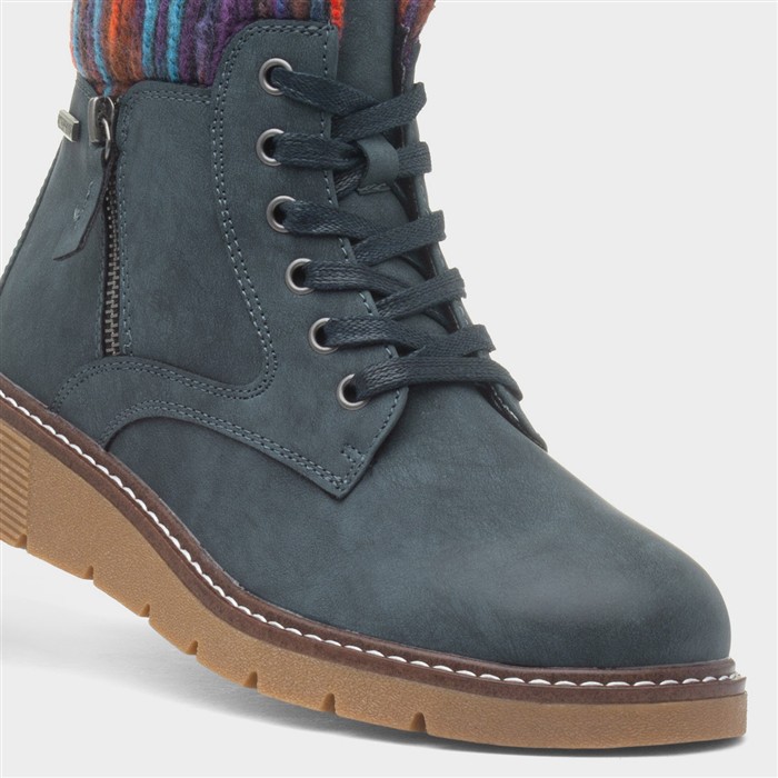 California Womens Navy Wide Fit Boot