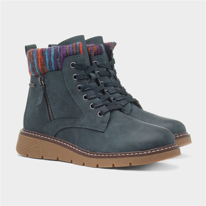 California Womens Navy Wide Fit Boot