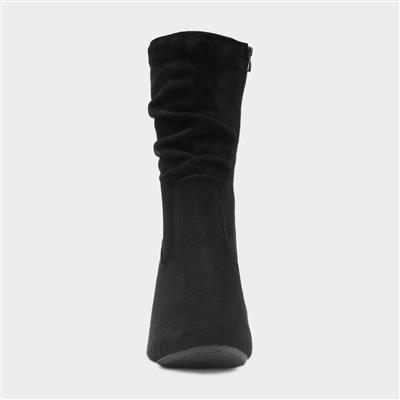 Lillian Womens Black Ruched Calf Boot