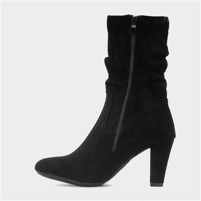 Lillian Womens Black Ruched Calf Boot