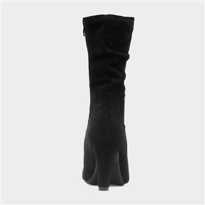 Lillian Womens Black Ruched Calf Boot