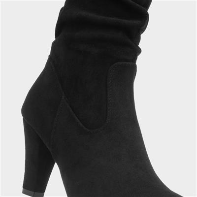 Lillian Womens Black Ruched Calf Boot