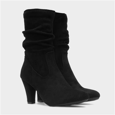 Lillian Womens Black Ruched Calf Boot