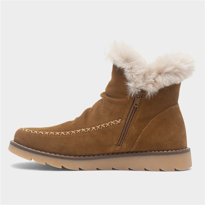 Moira Womens Tan Suede Zip Up Boot
