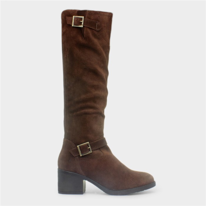 Heidi Womens Brown Suede Buckle Boot