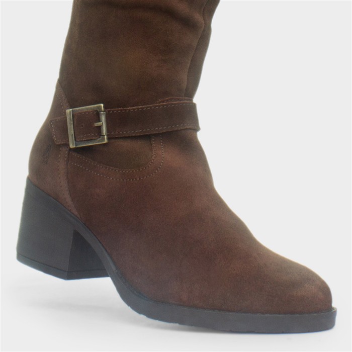 Heidi Womens Brown Suede Buckle Boot