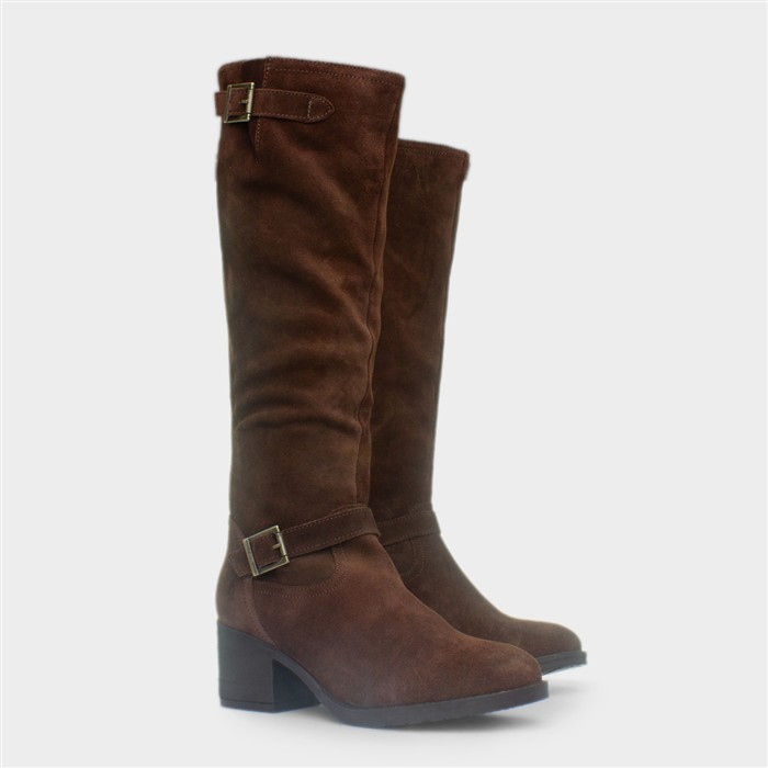 Heidi Womens Brown Suede Buckle Boot