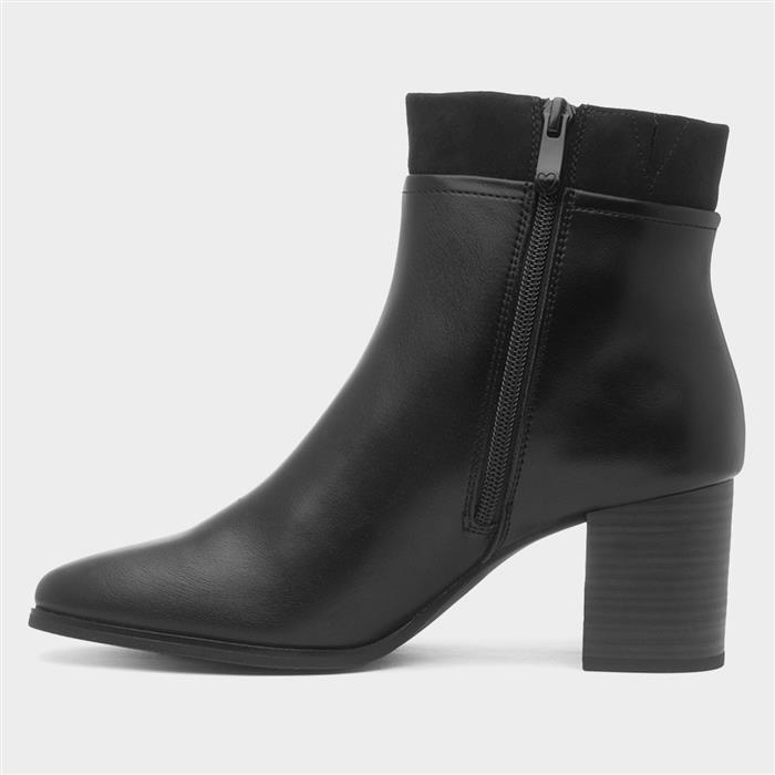 Womens Black Vegan Heeled Ankle Boot