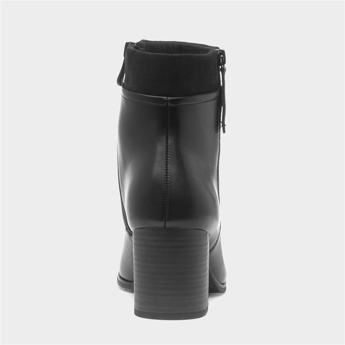 Womens Black Vegan Heeled Ankle Boot