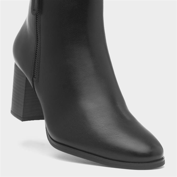 Womens Black Vegan Heeled Ankle Boot