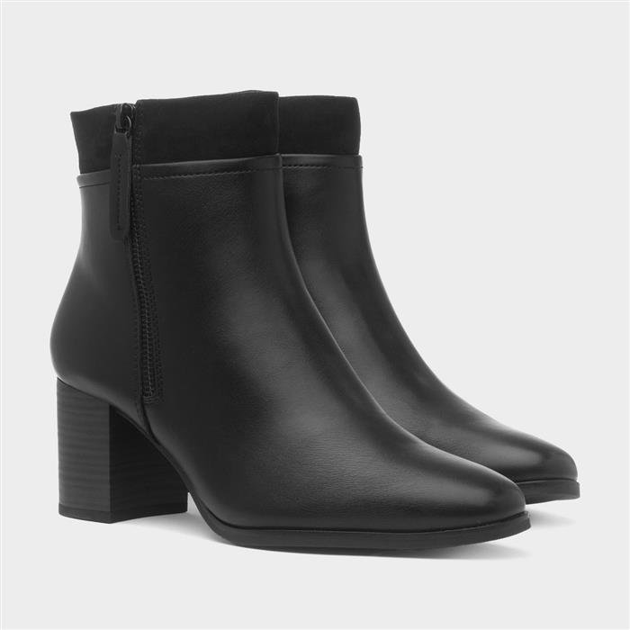 Womens Black Vegan Heeled Ankle Boot