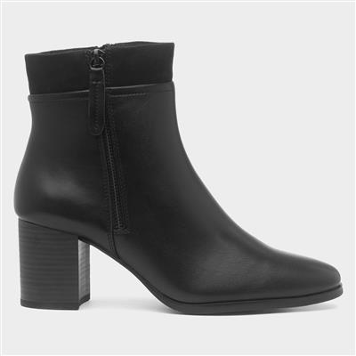 Womens Black Vegan Heeled Boot