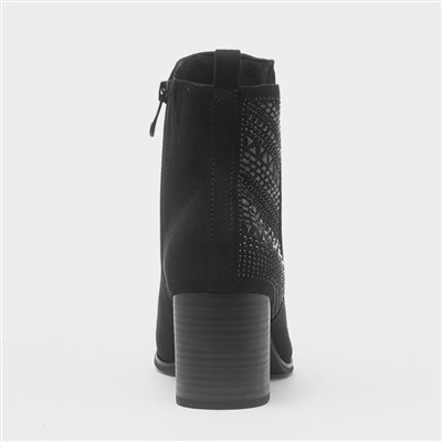 Womens Black Vegan Diamante Boot