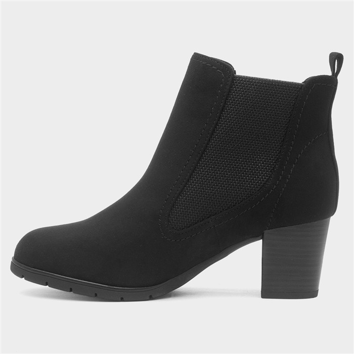 Womens Black Heeled Pull On Boot