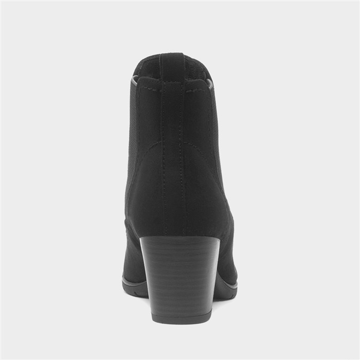 Womens Black Heeled Pull On Boot