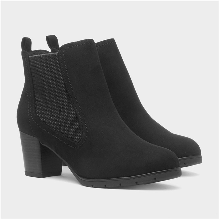 Womens Black Heeled Pull On Boot