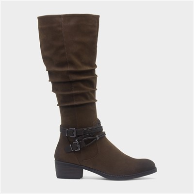 Womens Brown Knee High Vegan Boot