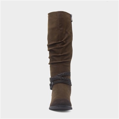 Womens Brown Knee High Vegan Boot