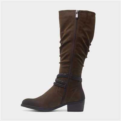 Womens Brown Knee High Vegan Boot
