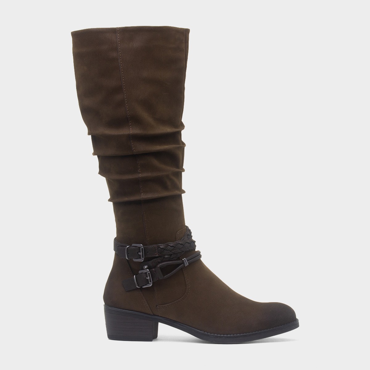 Womens Brown Knee High Vegan Boot