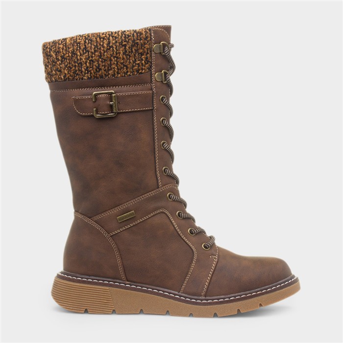 Caesar Womens Brown Wide Fit Calf Boot