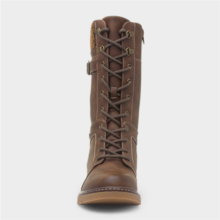 Caesar Womens Brown Wide Fit Calf Boot